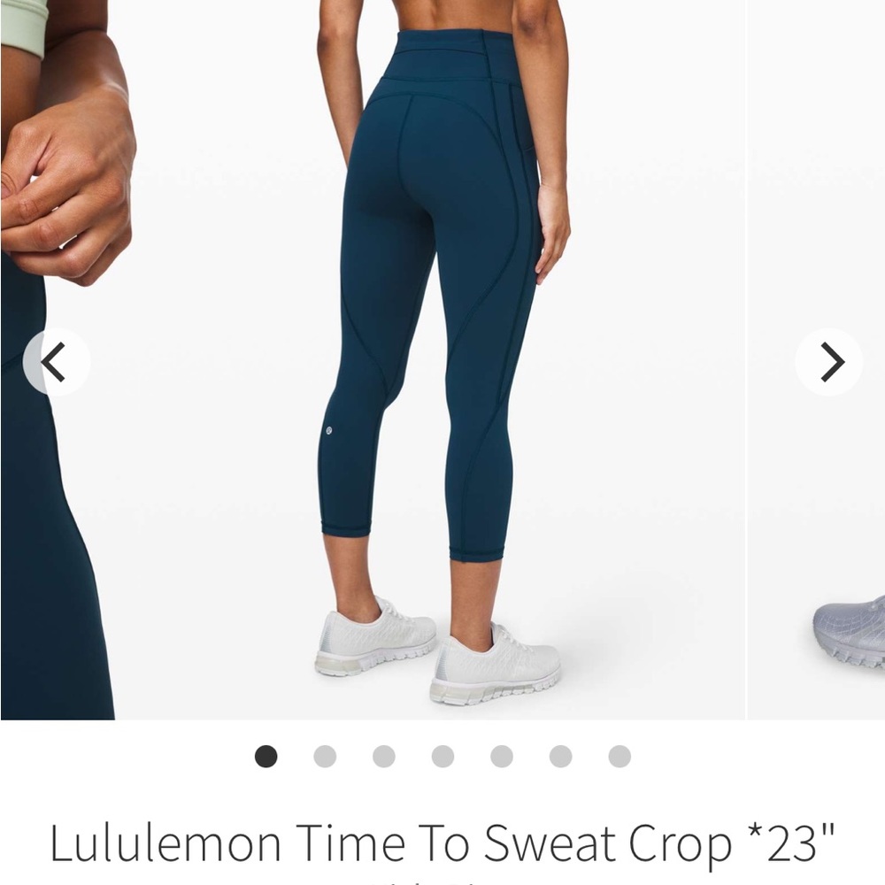 NWT Lululemon Time To Sweat Crop in Night Diver. Size 6